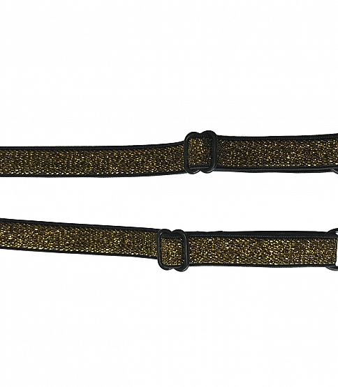 10mm Glitter Bra Straps x1 Pair Gold With Black - Click Image to Close
